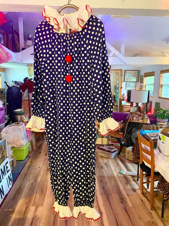 Vintage Other - Vintage Clown Costume Halloween Circus 60s Handmade Polka Dot Ruffled Collar